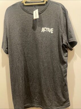 Active USA Men's Heather Gray 'ACTIVE' Logo Short-Sleeve Tee